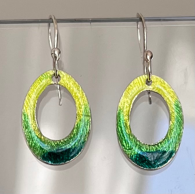 Green Enameled Earrings – Handcrafted Sterling Silver