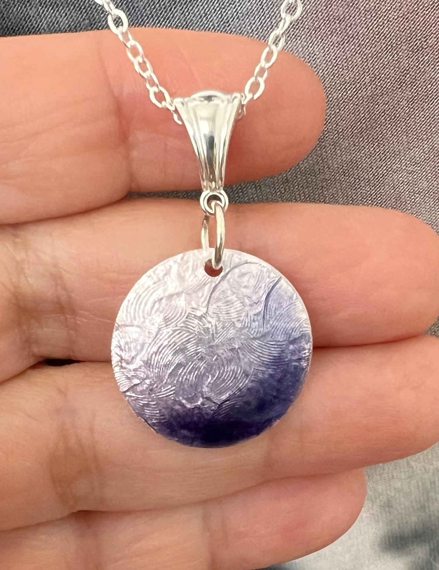 Purple Enameled Pendant Necklace – Handcrafted Sterling Silver with Vibrant Color