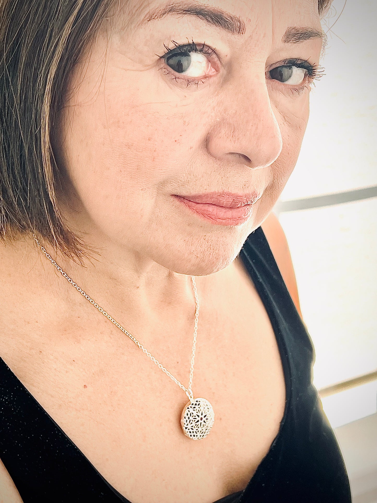Sterling Silver Locket with Natural Ruby – Handcrafted Photo Necklace Memorial Jewelry