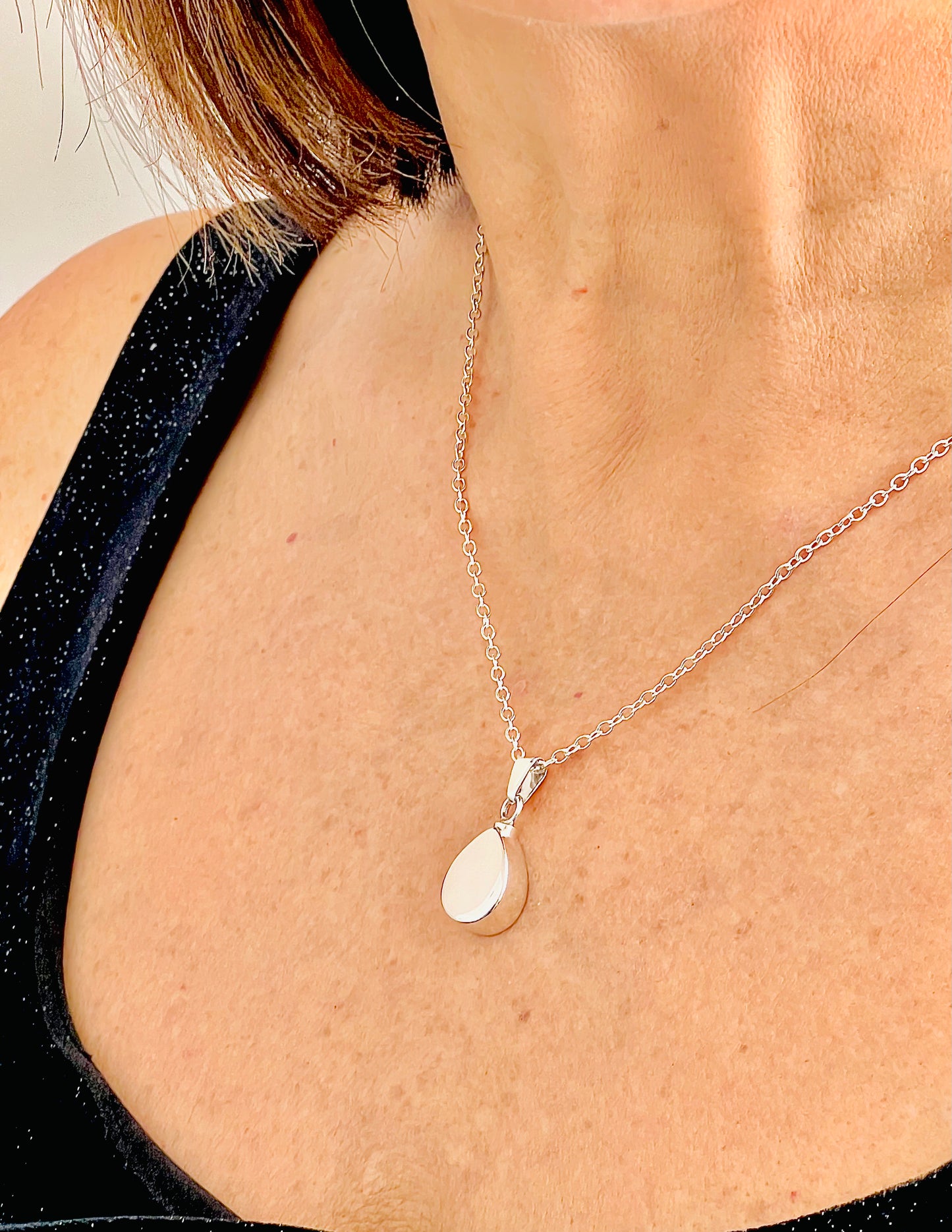 Tear Drop Locket for Ashes – Handcrafted Sterling Silver Memorial Necklace with sterling silver chain