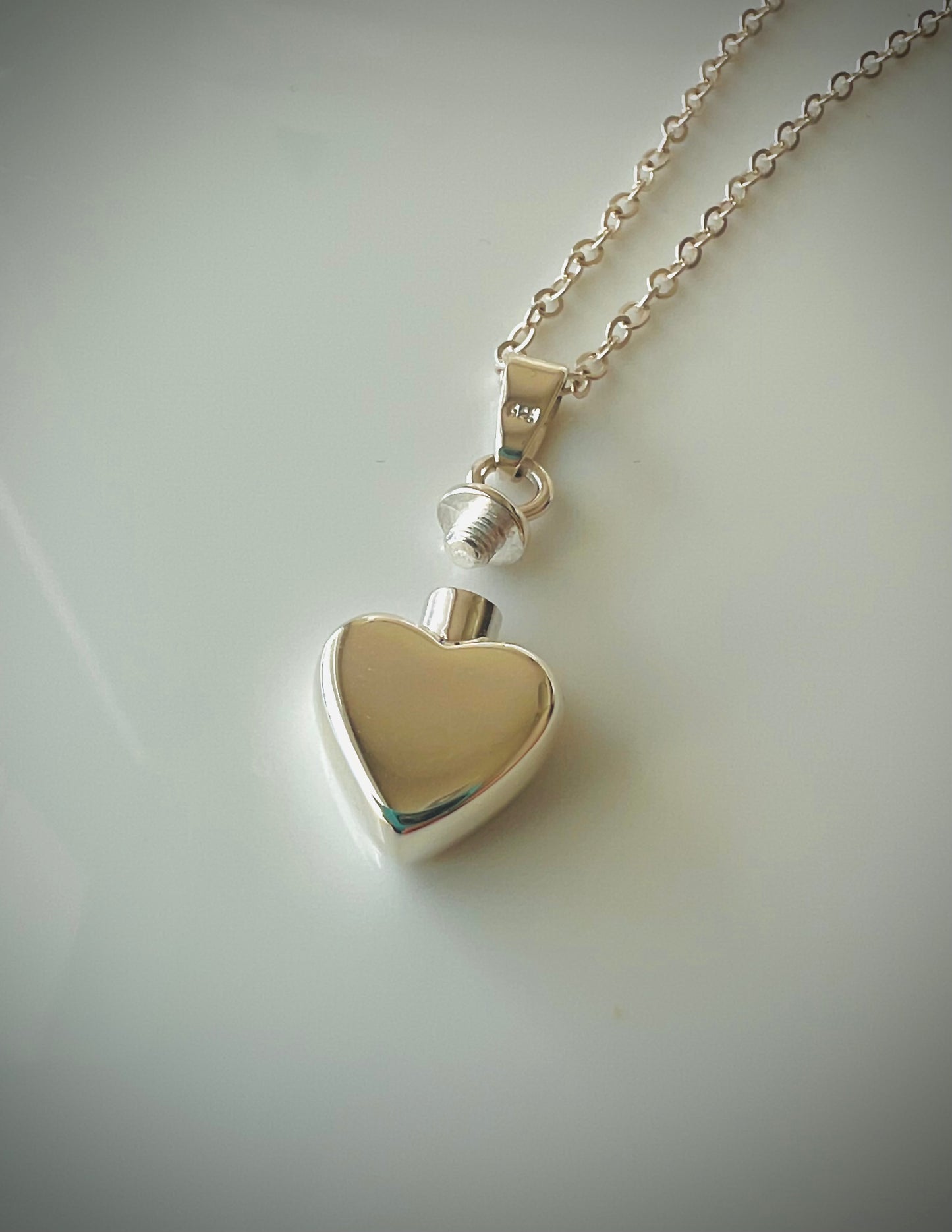 Small Heart Locket for Ashes – Handcrafted Sterling Silver Memorial Necklace with sterling silver chain