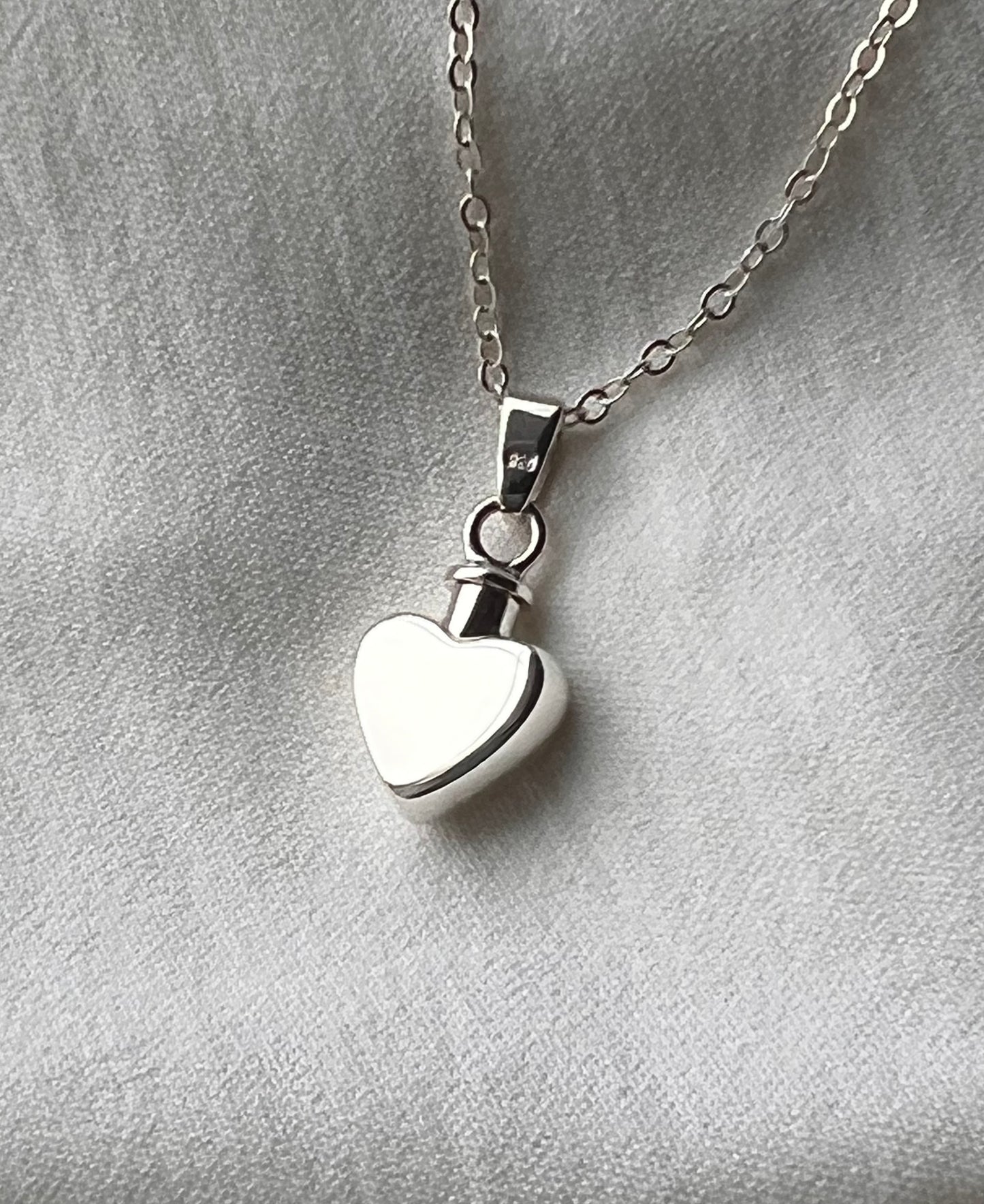 Small Heart Locket for Ashes – Handcrafted Sterling Silver Memorial Necklace with sterling silver chain