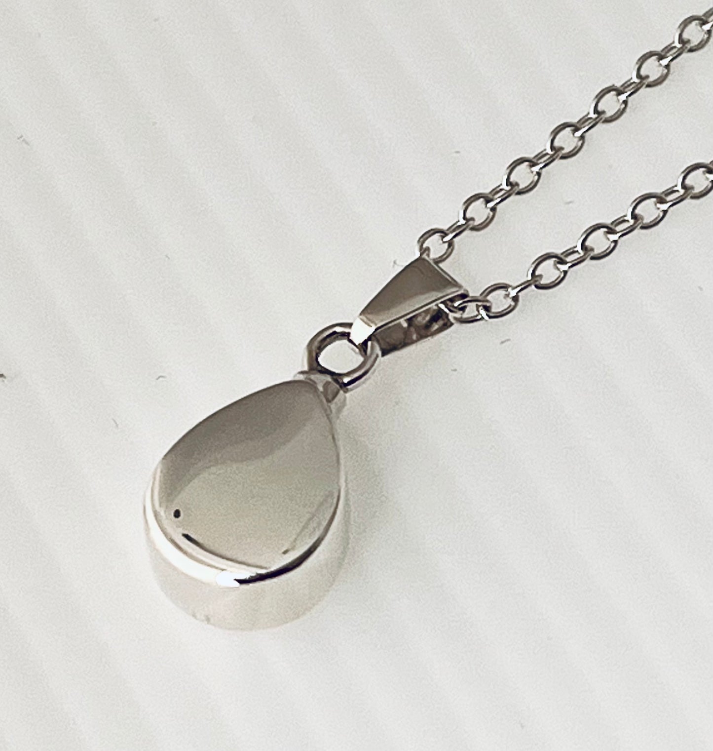 Tear Drop Locket for Ashes – Handcrafted Sterling Silver Memorial Necklace with sterling silver chain