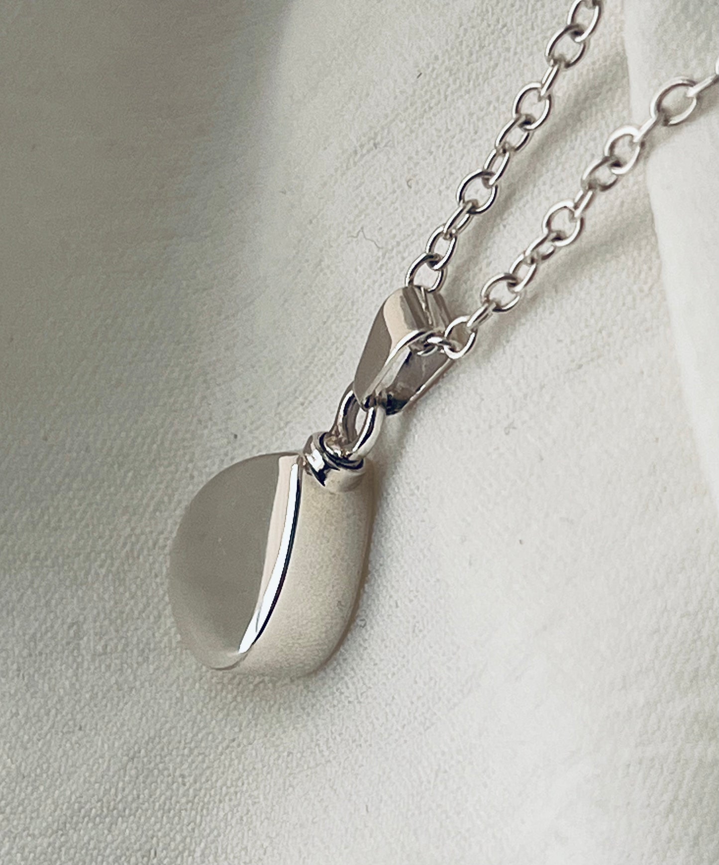 Tear Drop Locket for Ashes – Handcrafted Sterling Silver Memorial Necklace with sterling silver chain