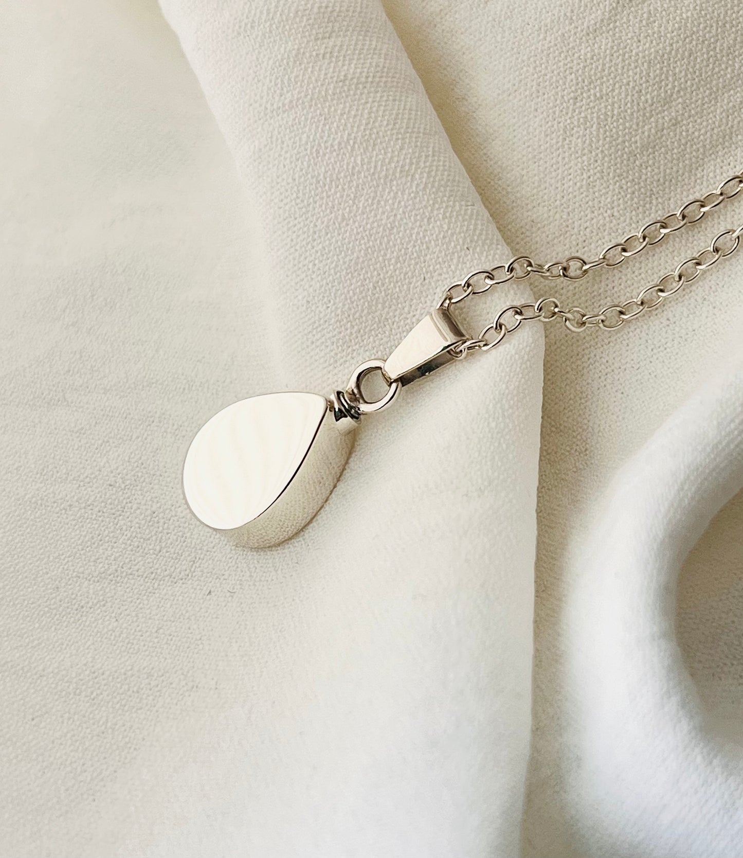 Tear Drop Locket for Ashes – Handcrafted Sterling Silver Memorial Necklace with sterling silver chain