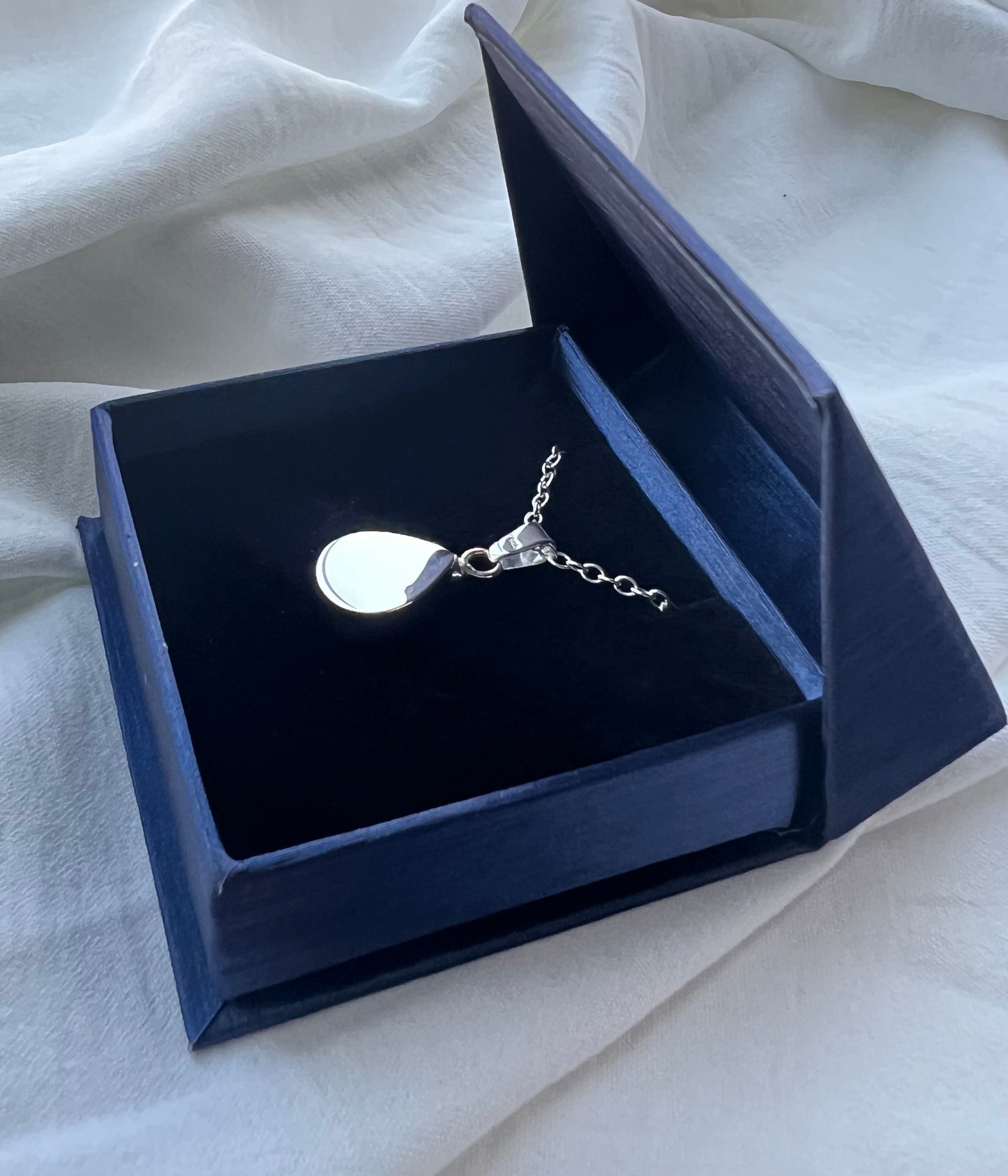 Tear Drop Locket for Ashes – Handcrafted Sterling Silver Memorial Necklace with sterling silver chain