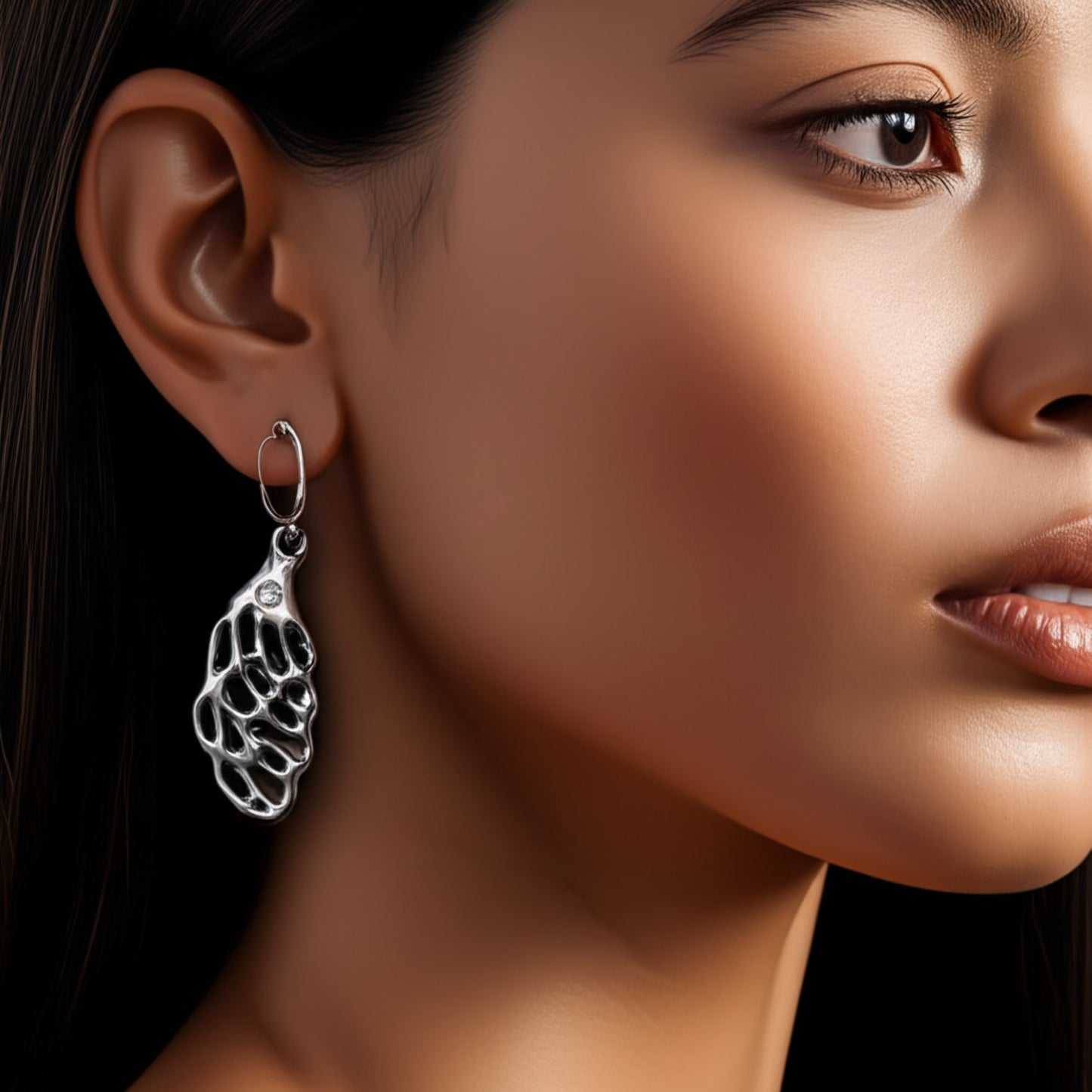 Sterling Silver Earrings with White Sapphire: Handmade Nature Inspired Fine Jewelry