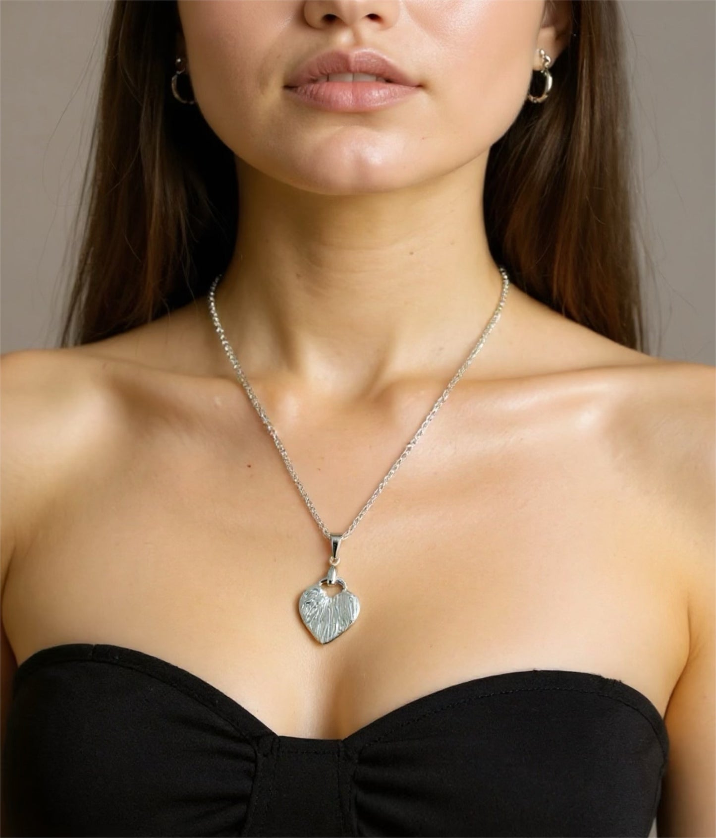 Hand crafted silver Heart Necklace. Silver chain included. Minimalistic jewelry.