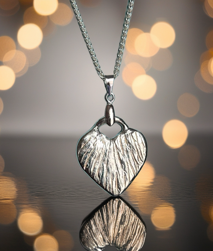 Hand crafted silver Heart Necklace. Silver chain included. Minimalistic jewelry.