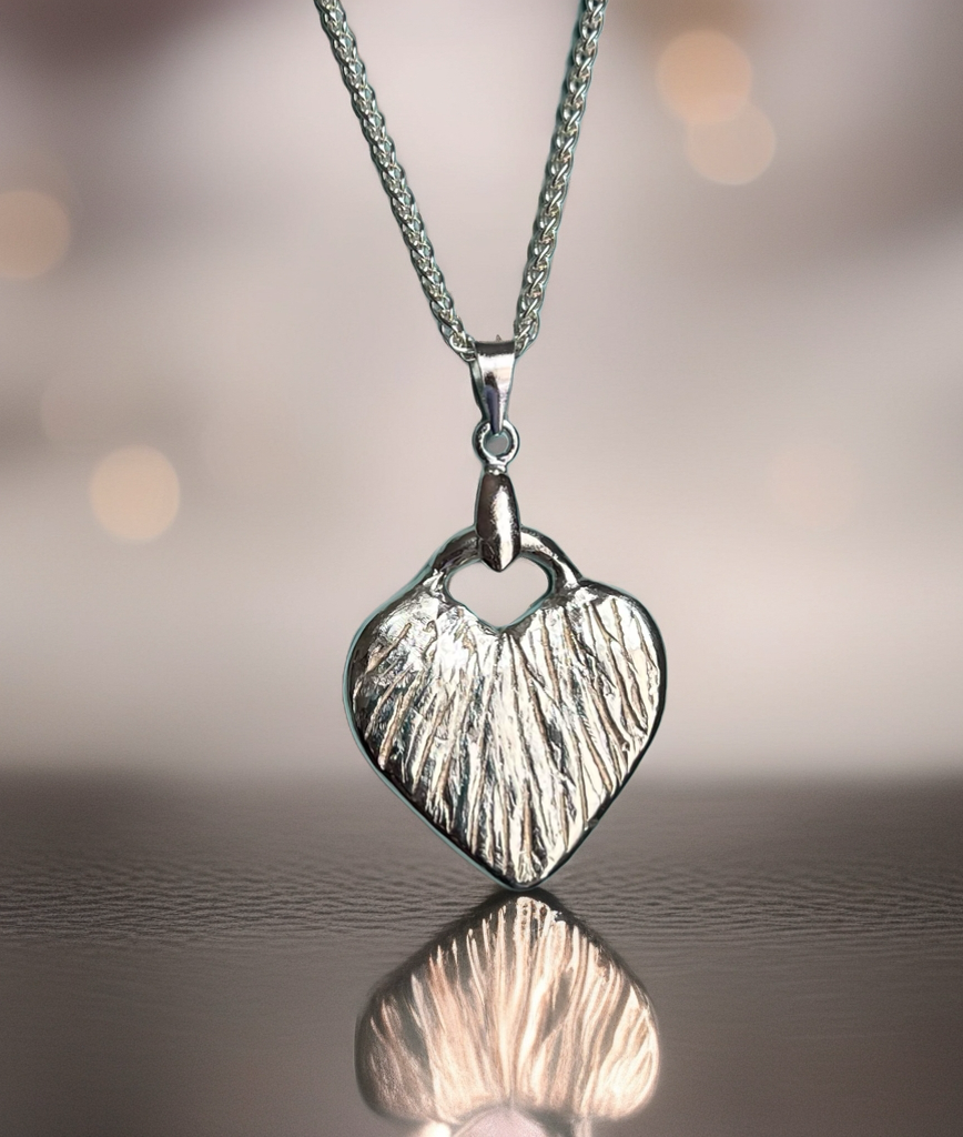 Hand crafted silver Heart Necklace. Silver chain included. Minimalistic jewelry.