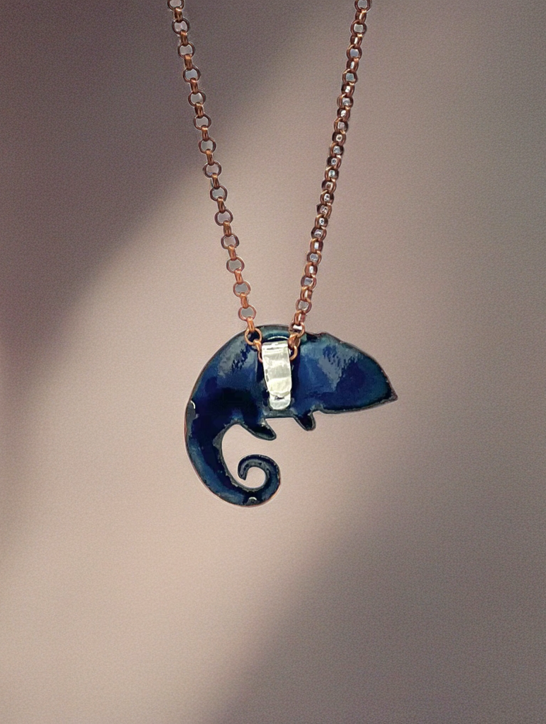 Handmade Enamel Lizard Pendant Necklace – Enamel Jewelry, Nature Inspired Jewelry