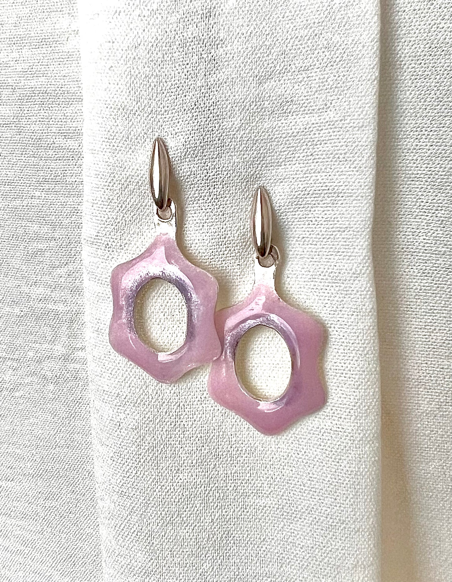 Pink Enameled Earrings