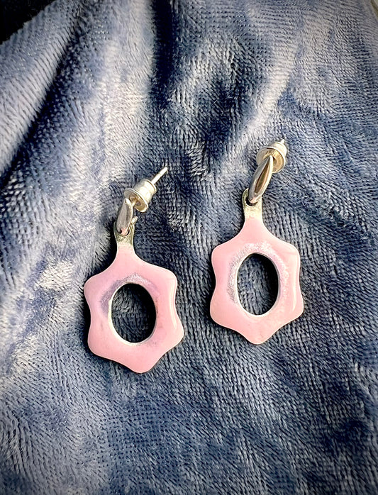 Pink Enameled Earrings