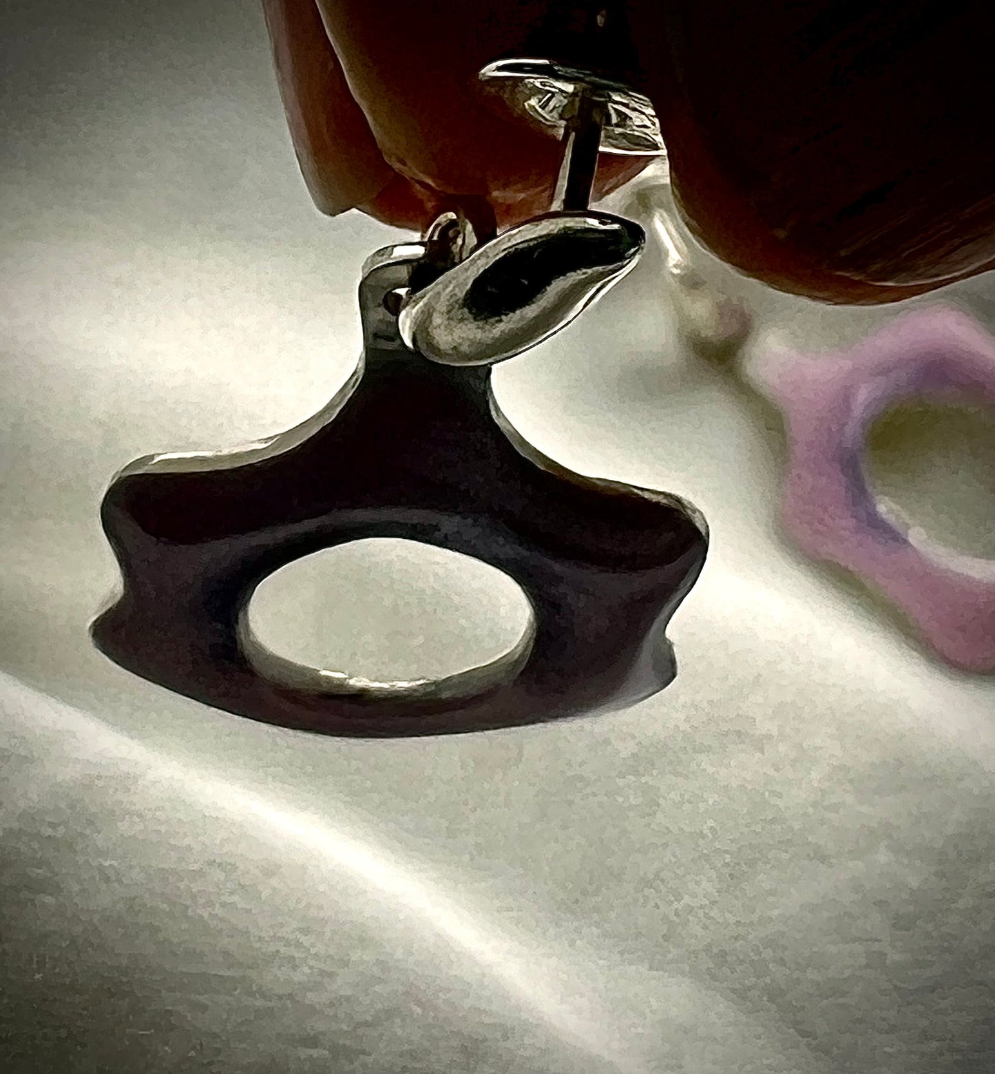 Pink Enameled Earrings