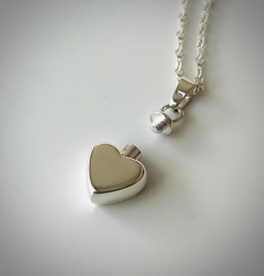 Small Heart Locket for Ashes – Handcrafted Sterling Silver Memorial Necklace with sterling silver chain