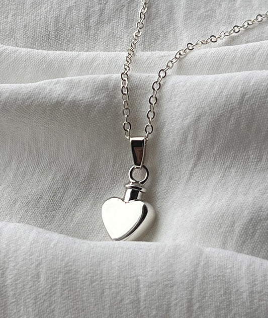Small Heart Locket for Ashes – Handcrafted Sterling Silver Memorial Necklace with sterling silver chain