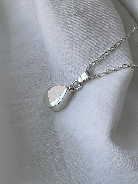 Tear Drop Locket for Ashes – Handcrafted Sterling Silver Memorial Necklace with sterling silver chain