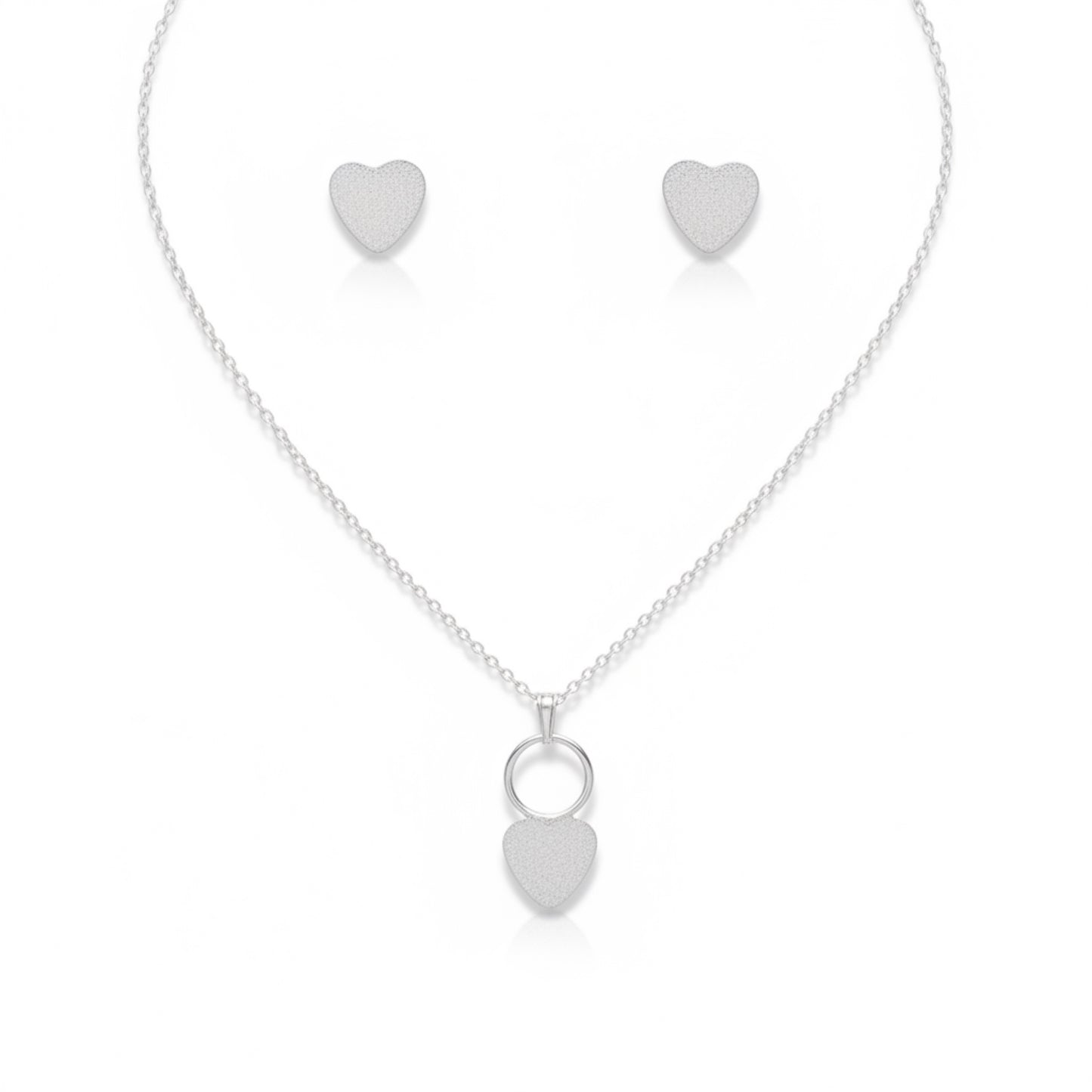 necklace and earrings silver set
