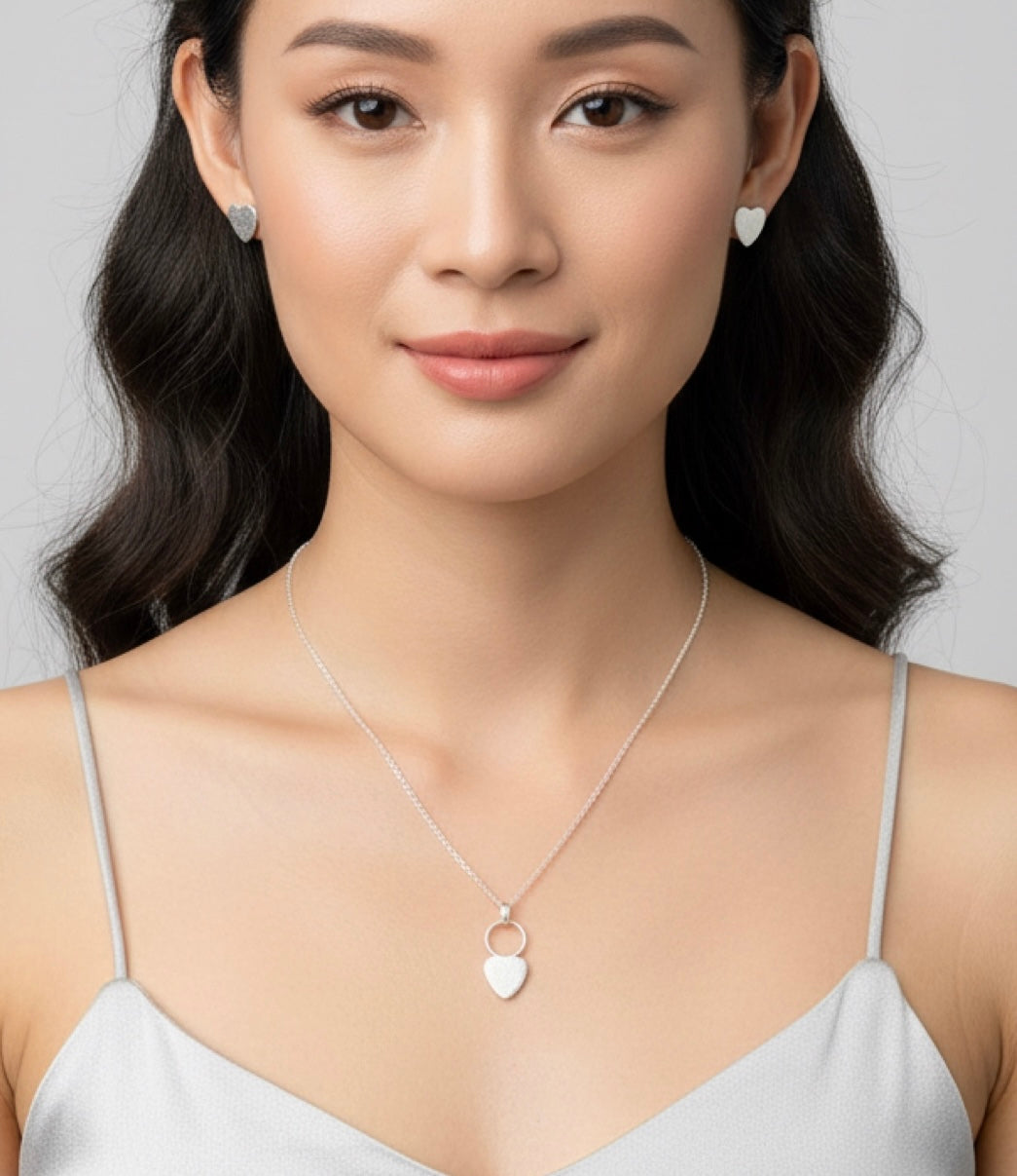 Girl wearing necklace and earrings set