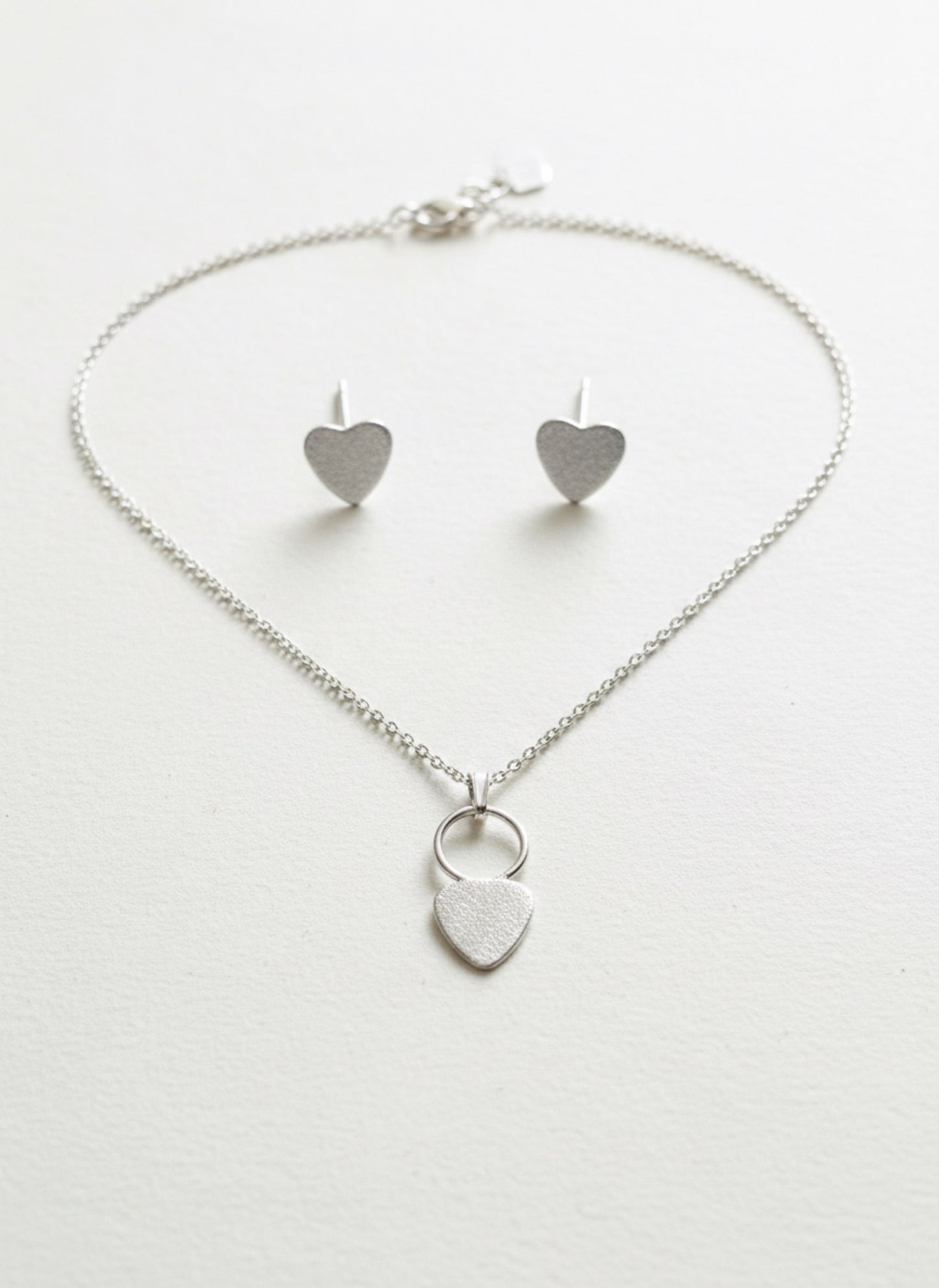 Hearts silver set earrings and necklace