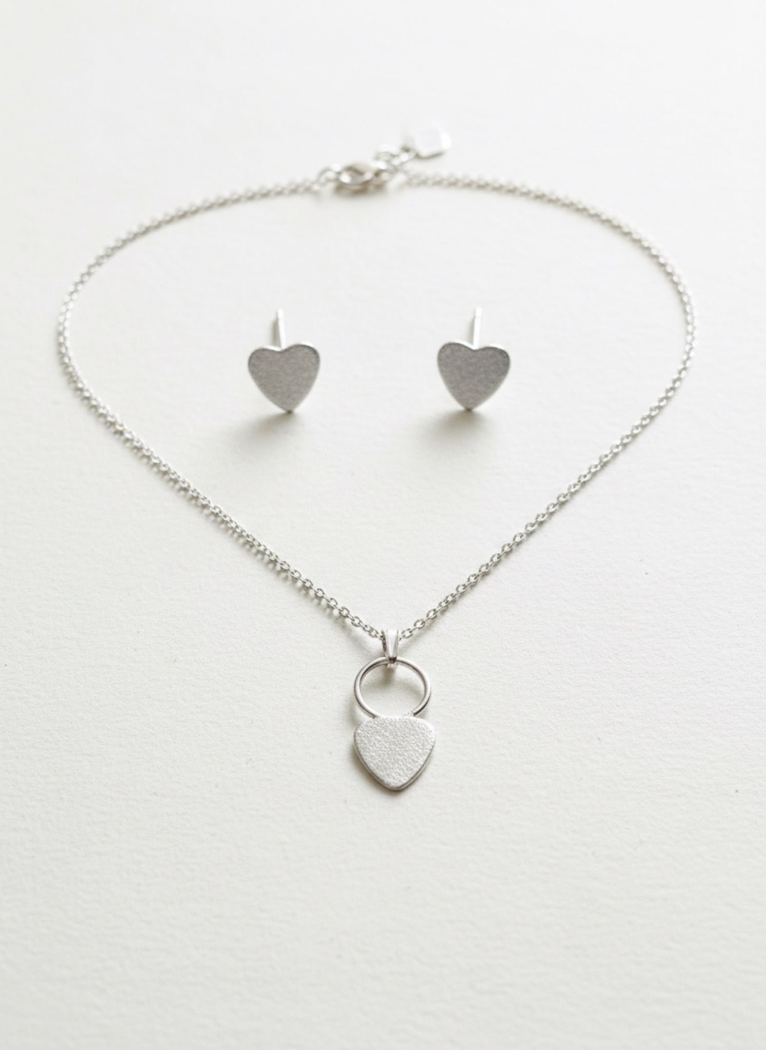 Hearts silver set earrings and necklace