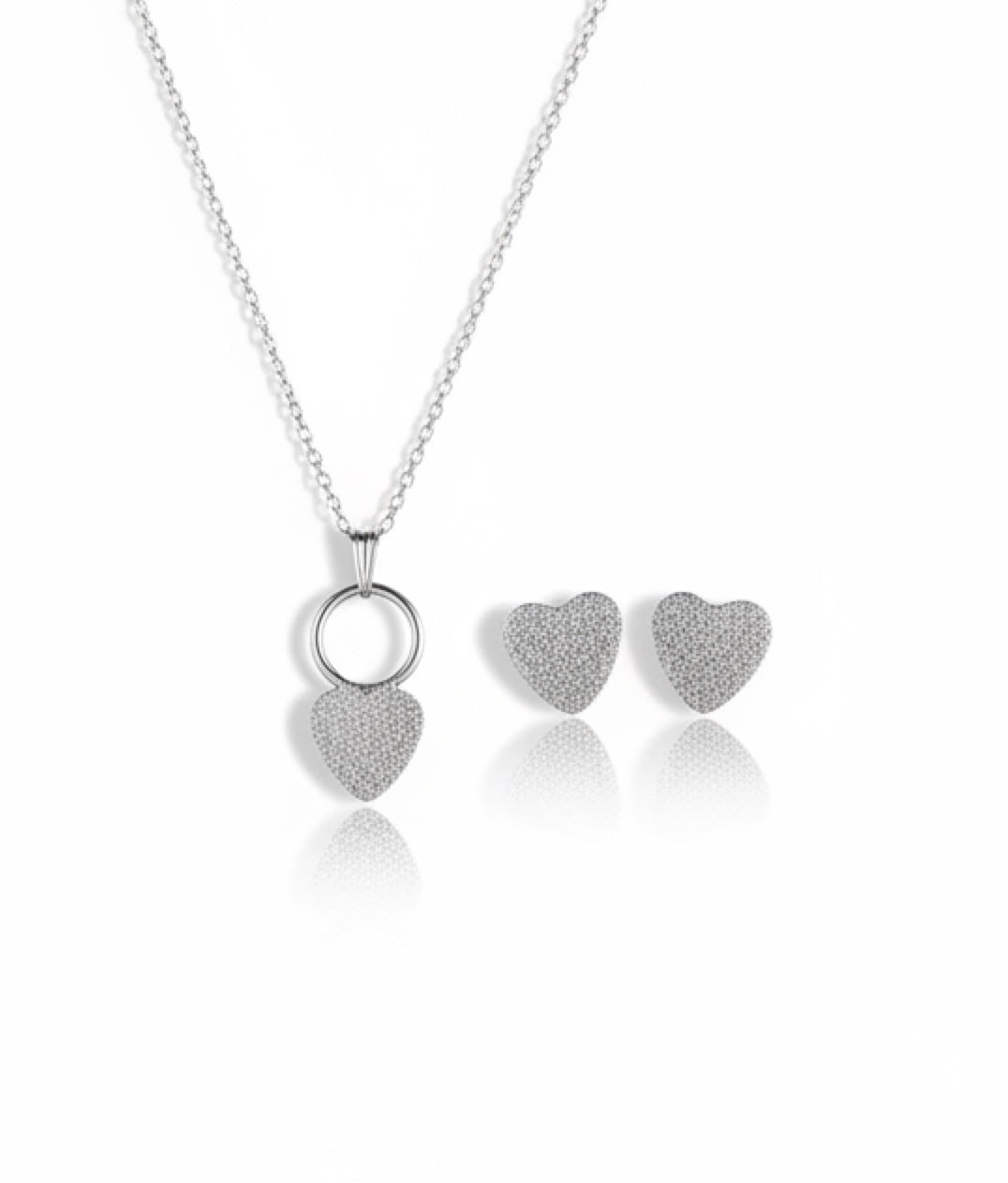 silver set on white background