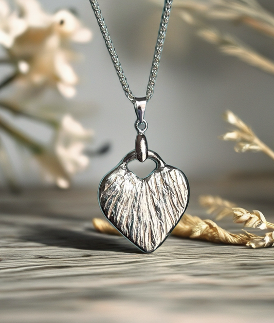 Hand crafted silver Heart Necklace. Silver chain included. Minimalistic jewelry.