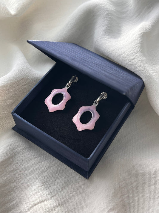 Pink Enameled Earrings
