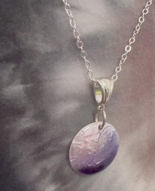 Purple Enameled Pendant Necklace – Handcrafted Sterling Silver with Vibrant Color